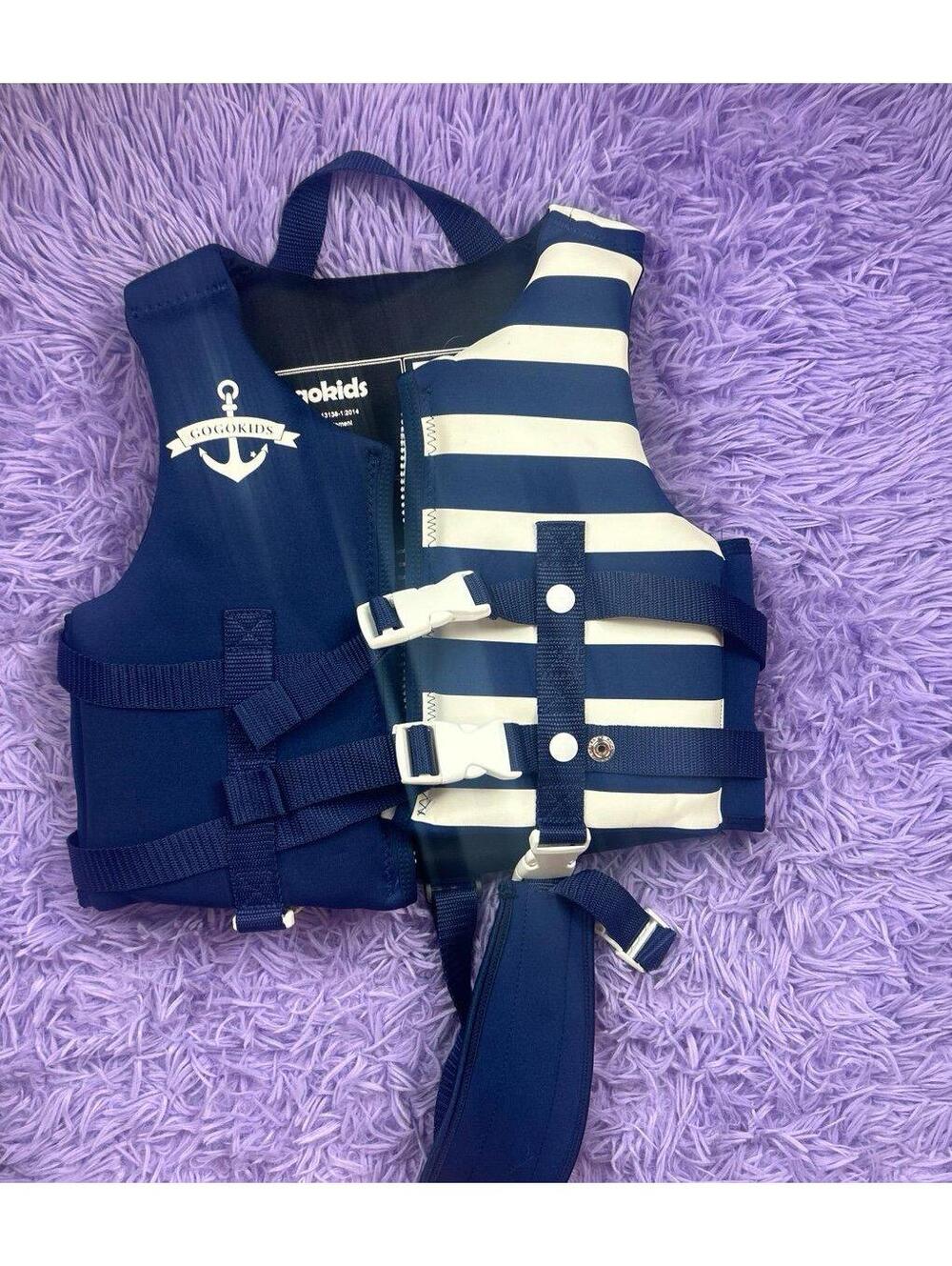 GoGoKids Kids Navy Blue Life Jacket Vest Size Medium Adjustable Swim